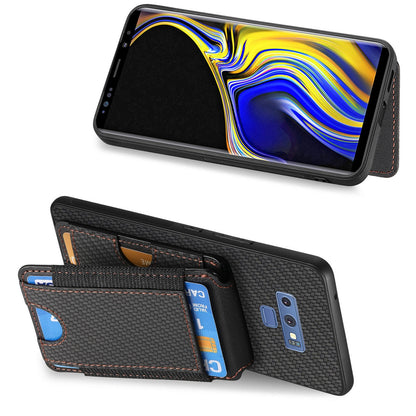 Samsung Galaxy S10+ Vertical Flip Wallet Stand Phone Case with Carbon Fibre Pattern