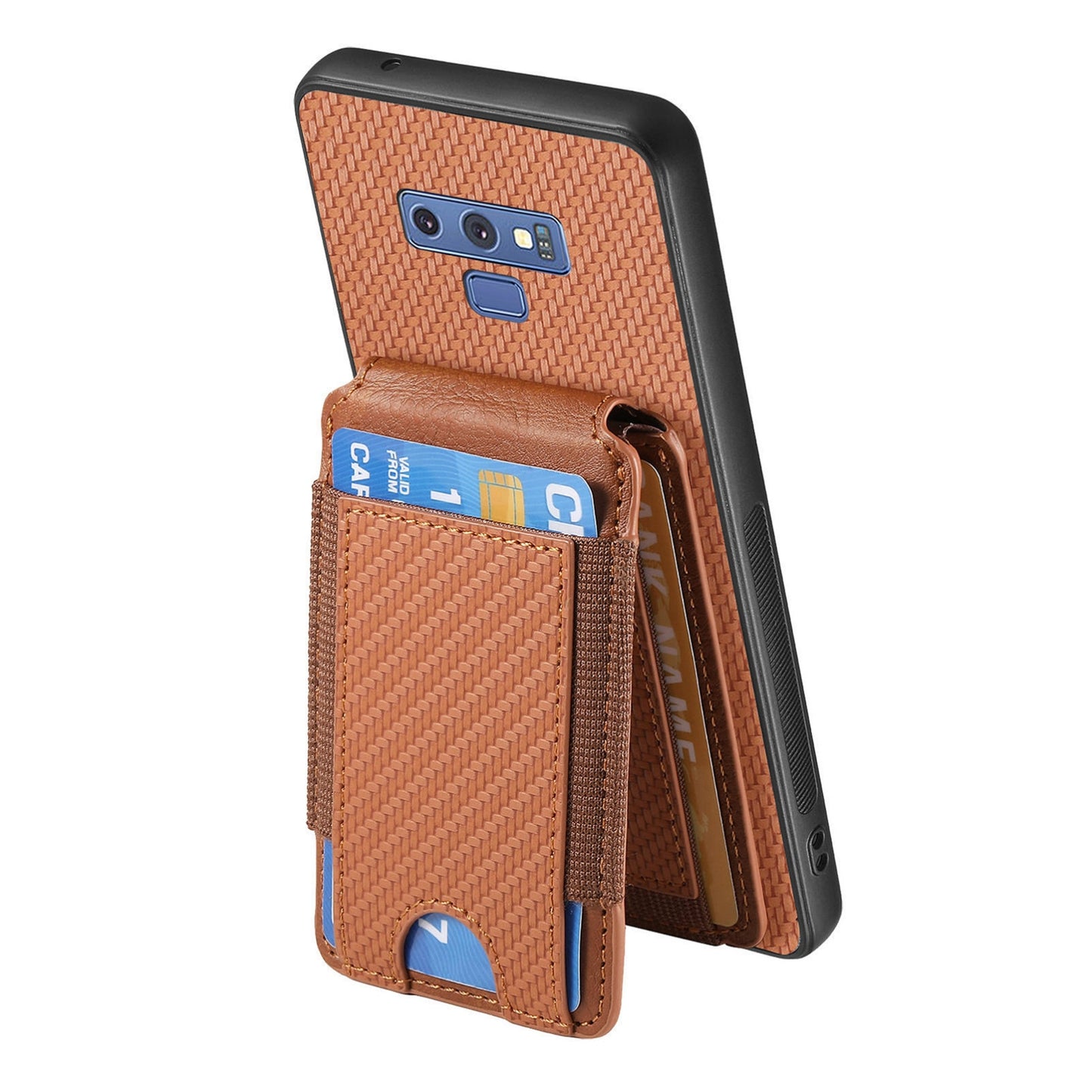 Samsung Galaxy S10+ Vertical Flip Wallet Stand Phone Case with Carbon Fibre Pattern