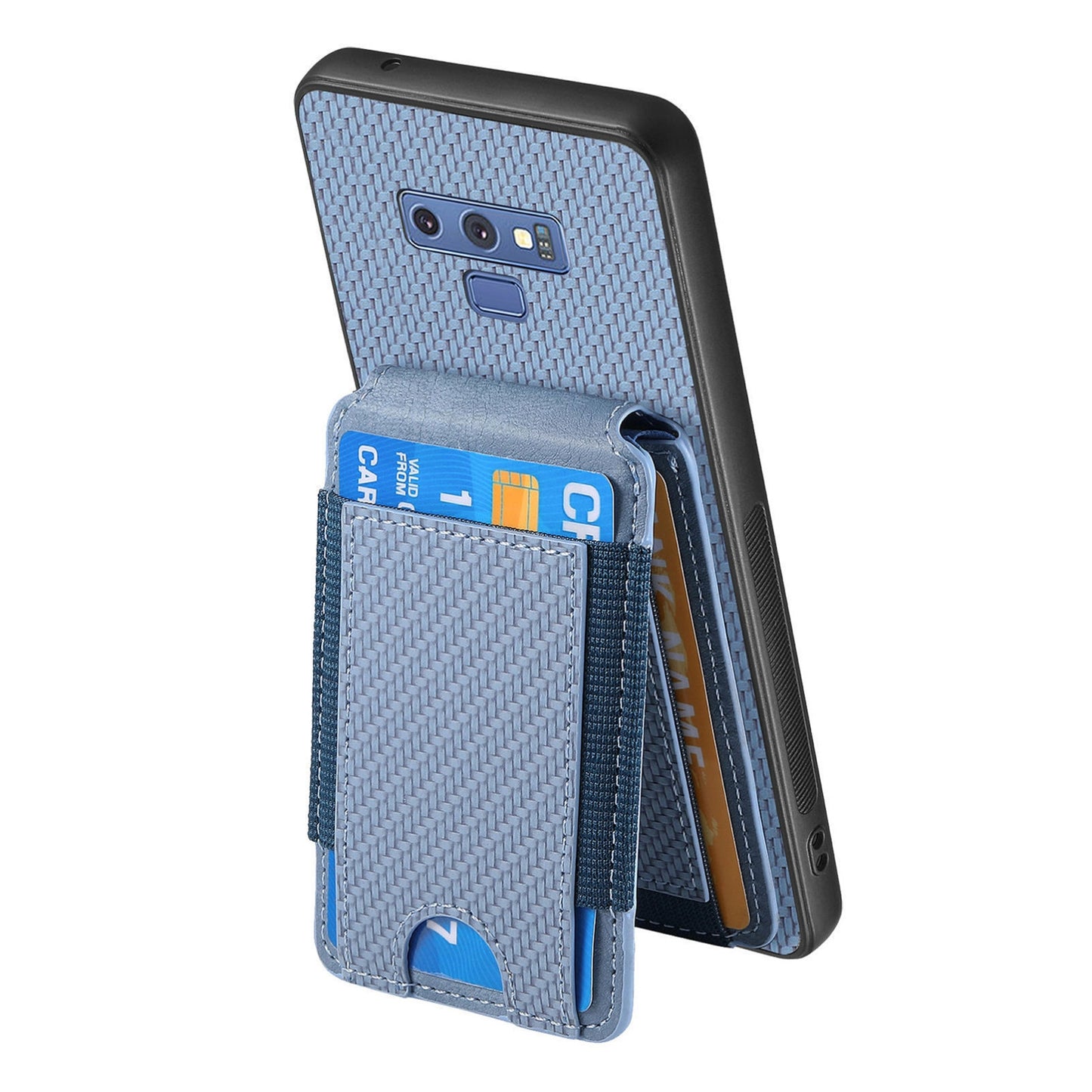 Samsung Galaxy S10 Vertical Flip Wallet Stand Phone Case with Carbon Fibre Pattern