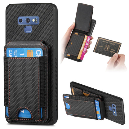 Samsung Galaxy S10 Vertical Flip Wallet Stand Phone Case with Carbon Fibre Pattern