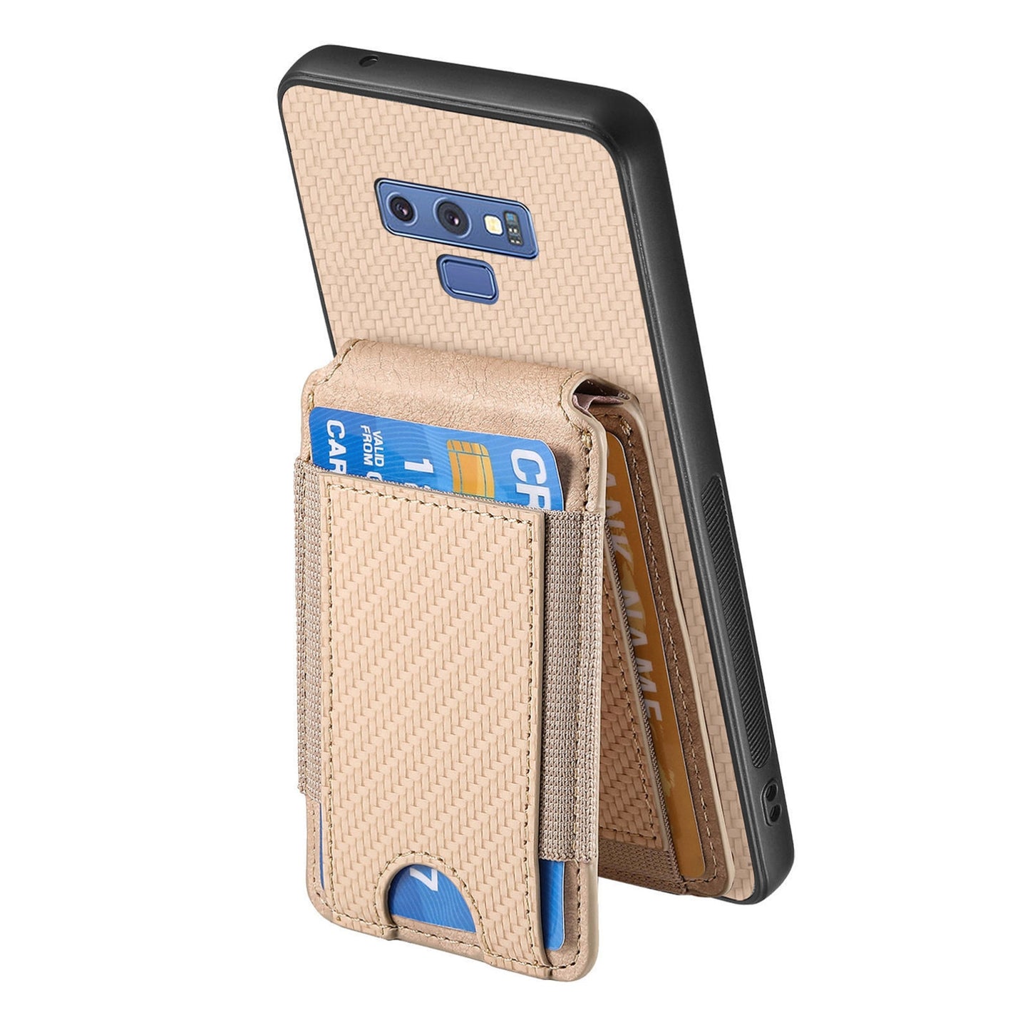 Samsung Galaxy S10 Vertical Flip Wallet Stand Phone Case with Carbon Fibre Pattern