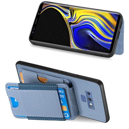 Samsung Galaxy Note9 Vertical Flip Wallet Stand Phone Case with Carbon Fibre Pattern