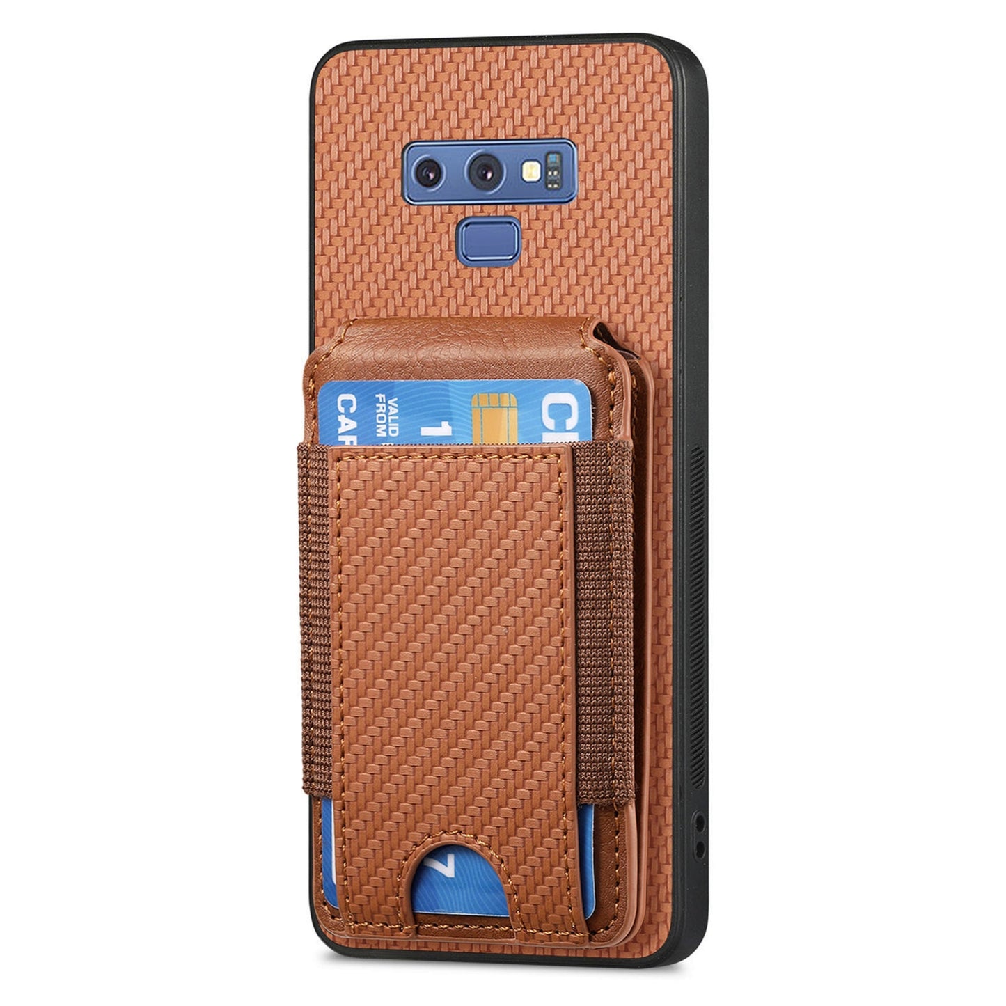 Samsung Galaxy Note9 Vertical Flip Wallet Stand Phone Case with Carbon Fibre Pattern