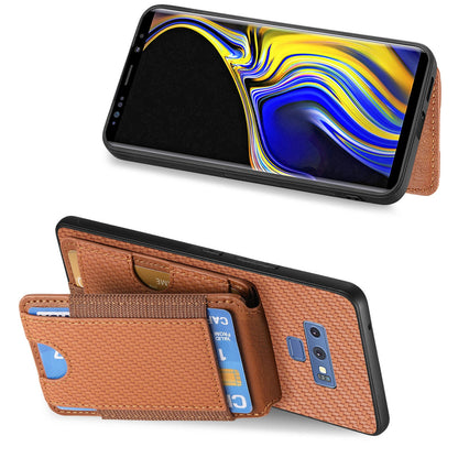 Samsung Galaxy Note9 Vertical Flip Wallet Stand Phone Case with Carbon Fibre Pattern