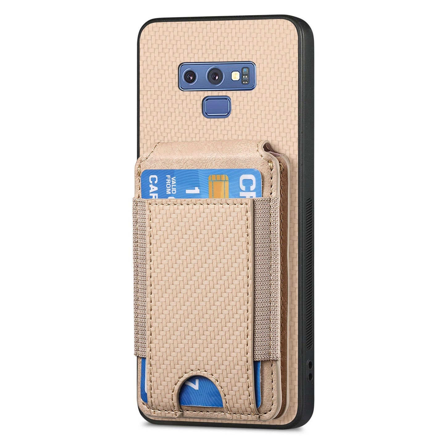 Samsung Galaxy Note9 Vertical Flip Wallet Stand Phone Case with Carbon Fibre Pattern