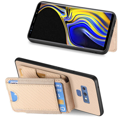 Samsung Galaxy Note9 Vertical Flip Wallet Stand Phone Case with Carbon Fibre Pattern