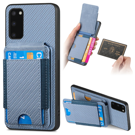 Samsung Galaxy S9+ Vertical Flip Wallet Stand Phone Case with Carbon Fibre Pattern