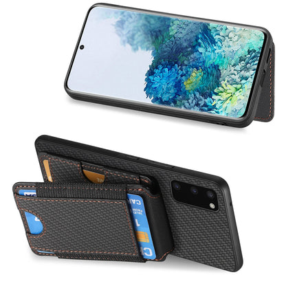 Samsung Galaxy S9+ Vertical Flip Wallet Stand Phone Case with Carbon Fibre Pattern