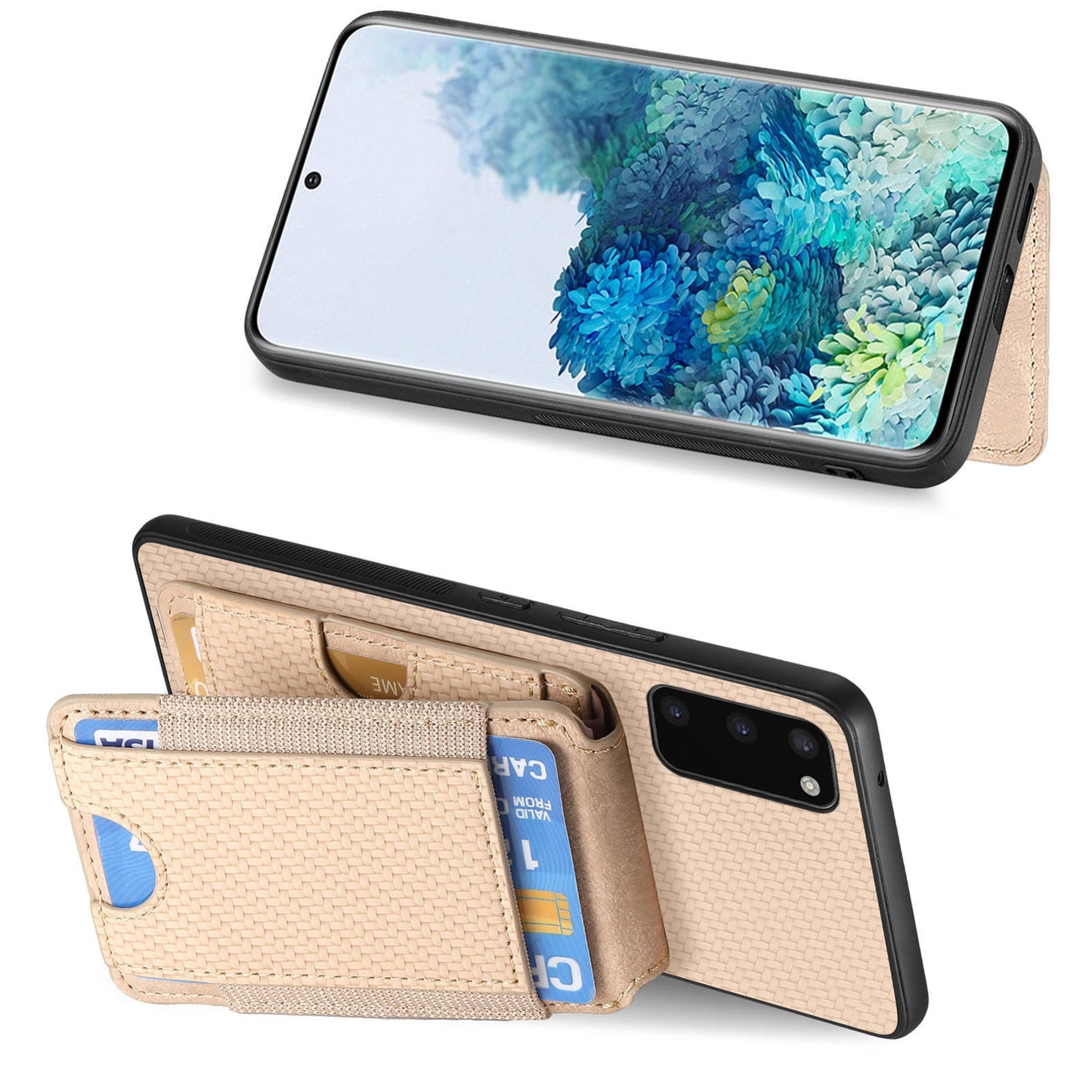 Samsung Galaxy S9 Vertical Flip Wallet Stand Phone Case with Carbon Fibre Pattern