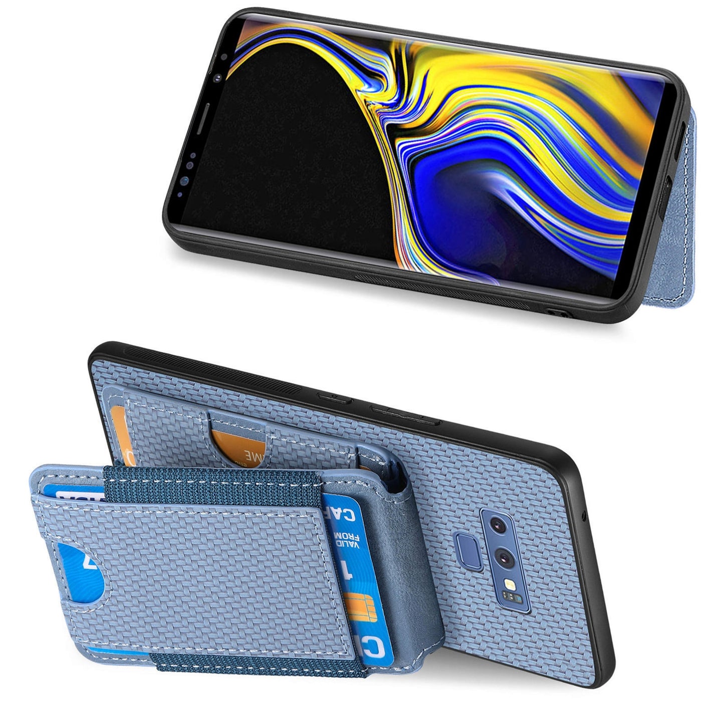 Samsung Galaxy S8 Vertical Flip Wallet Stand Phone Case with Carbon Fibre Pattern