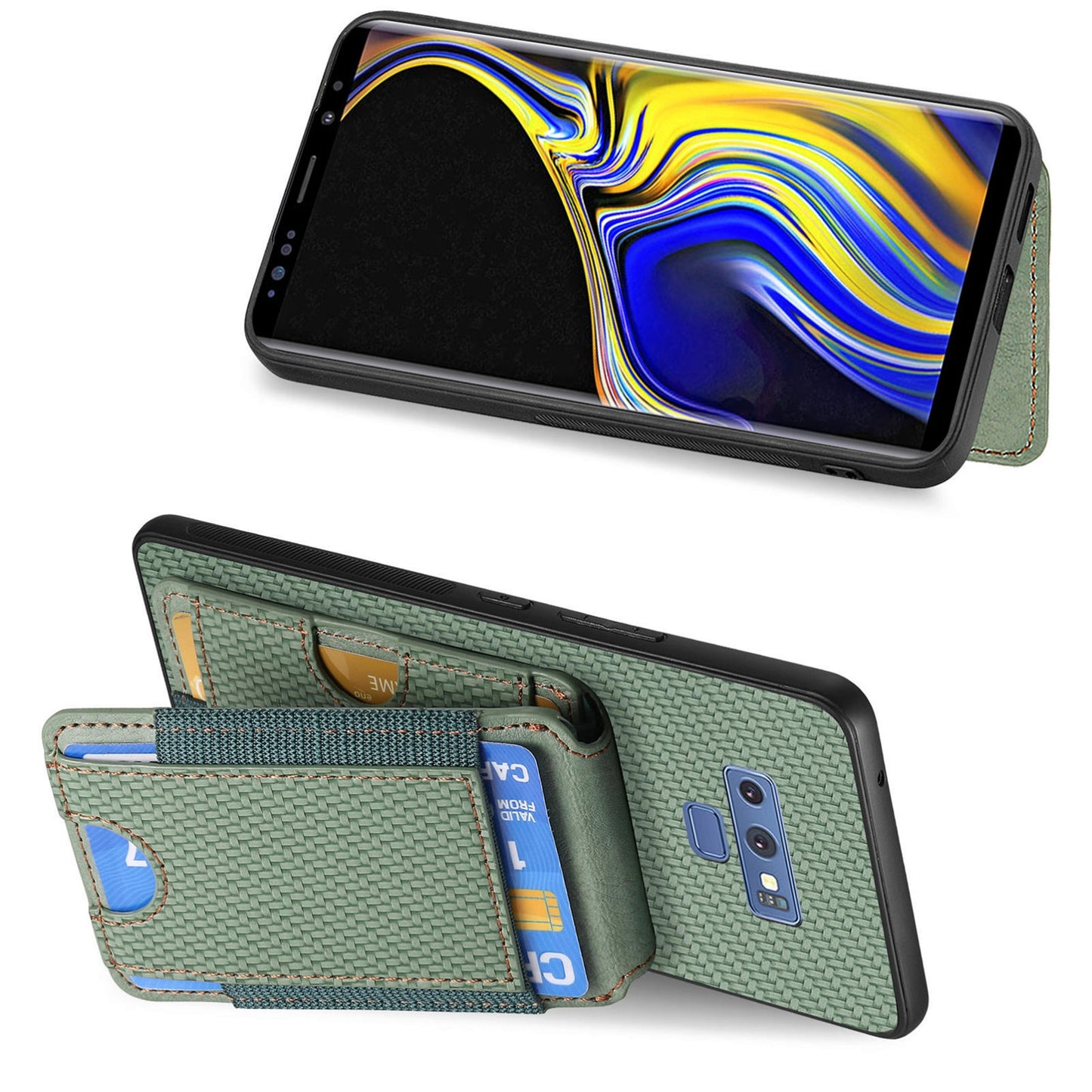 Samsung Galaxy S8 Vertical Flip Wallet Stand Phone Case with Carbon Fibre Pattern