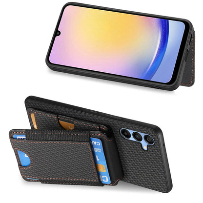 Samsung Galaxy A23 Vertical Flip Wallet Stand Phone Case with Carbon Fibre Pattern