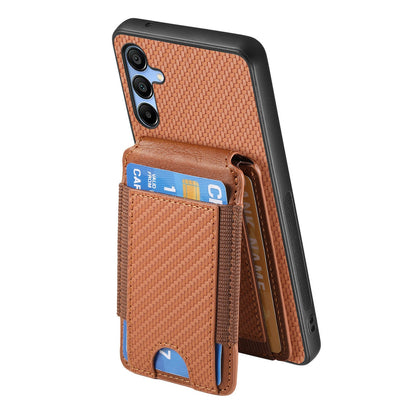 Samsung Galaxy A23 Vertical Flip Wallet Stand Phone Case with Carbon Fibre Pattern