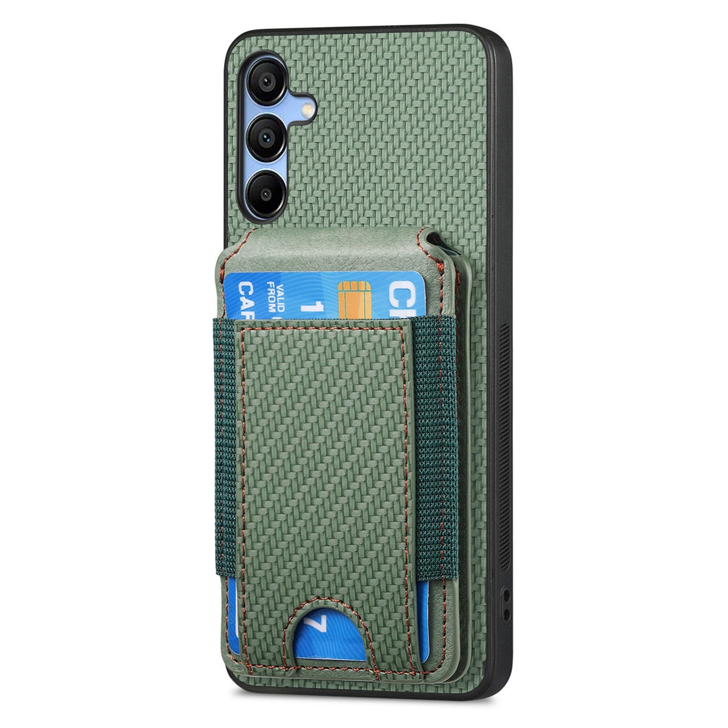 Samsung Galaxy A23 Vertical Flip Wallet Stand Phone Case with Carbon Fibre Pattern
