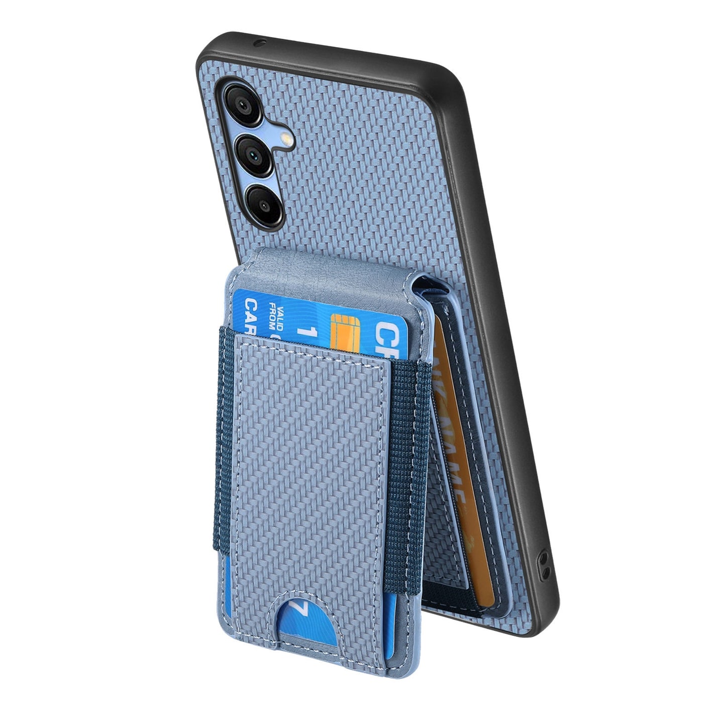 Samsung Galaxy A14 4G / 5G Vertical Flip Wallet Stand Phone Case with Carbon Fibre Pattern