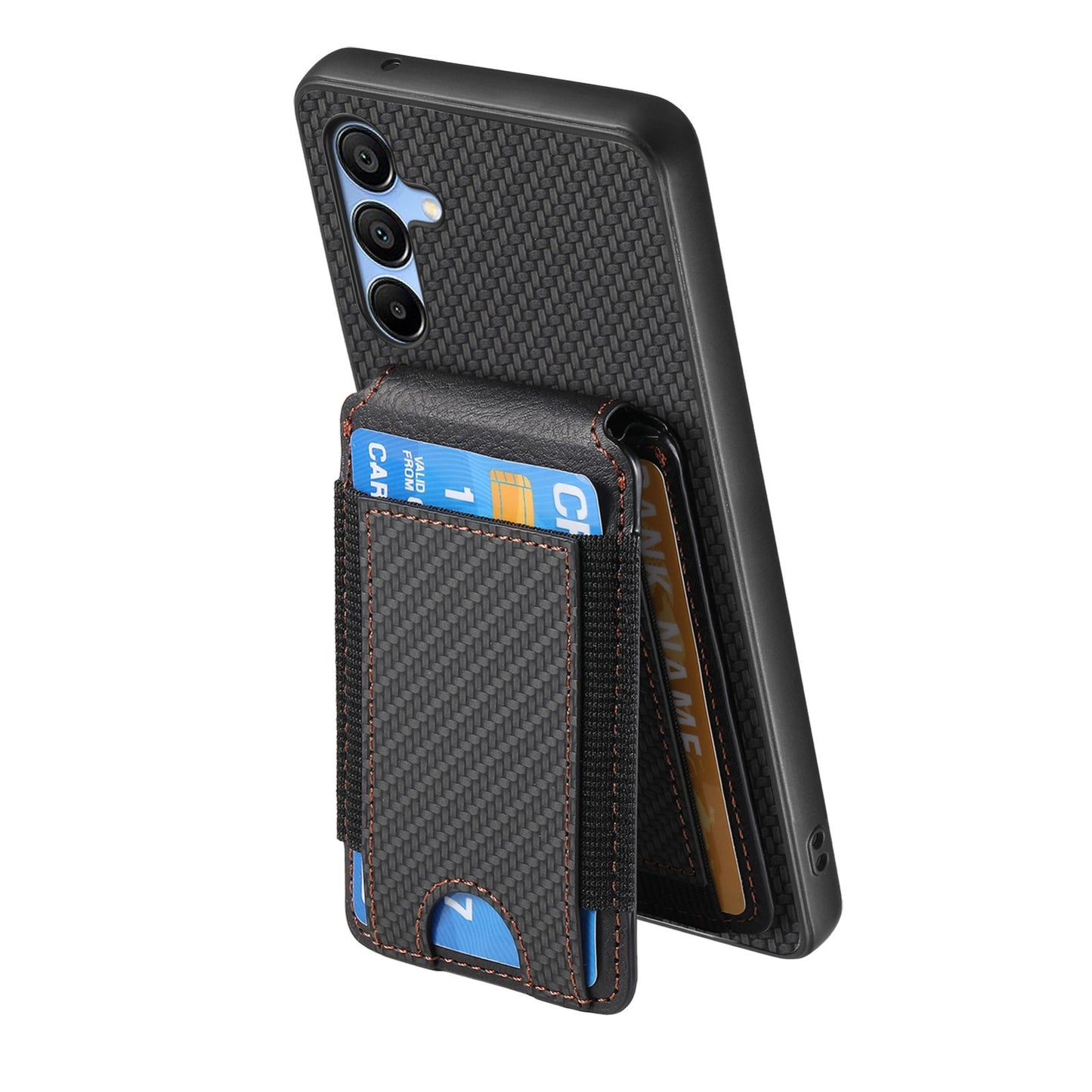 Samsung Galaxy A14 4G / 5G Vertical Flip Wallet Stand Phone Case with Carbon Fibre Pattern