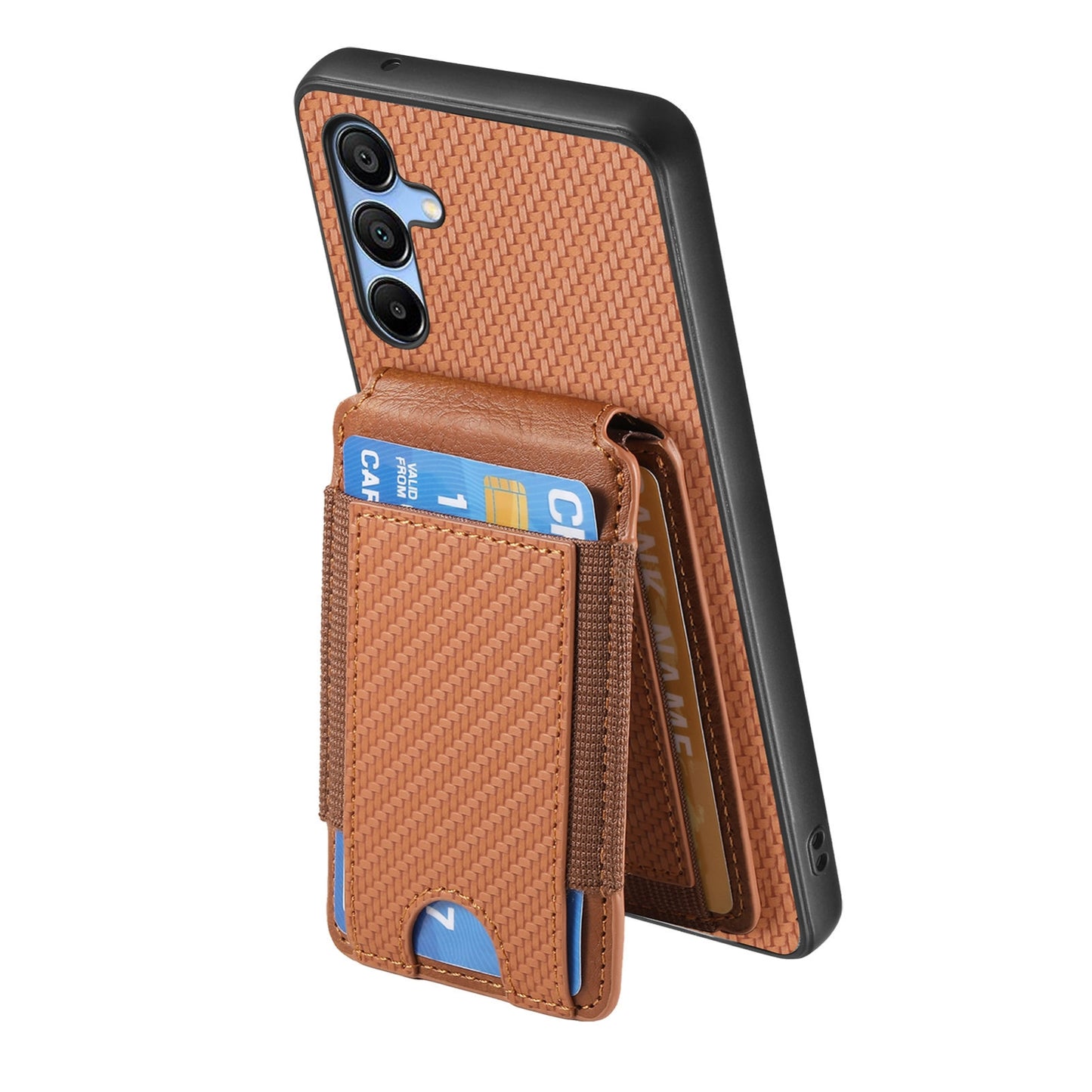 Samsung Galaxy A14 4G / 5G Vertical Flip Wallet Stand Phone Case with Carbon Fibre Pattern