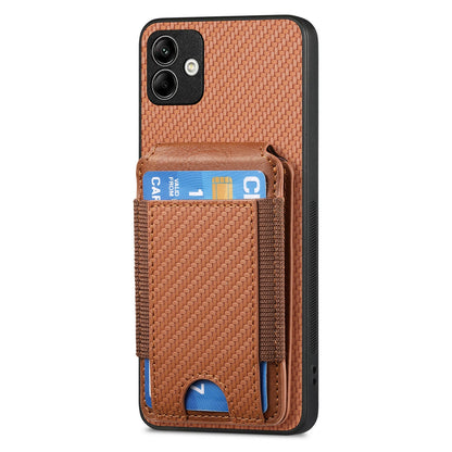 Samsung Galaxy A12 5G Vertical Flip Wallet Stand Phone Case with Carbon Fibre Pattern