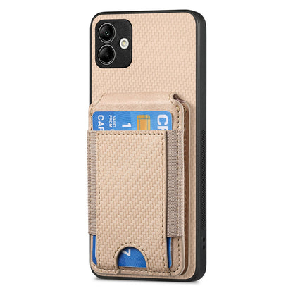 Samsung Galaxy A12 5G Vertical Flip Wallet Stand Phone Case with Carbon Fibre Pattern