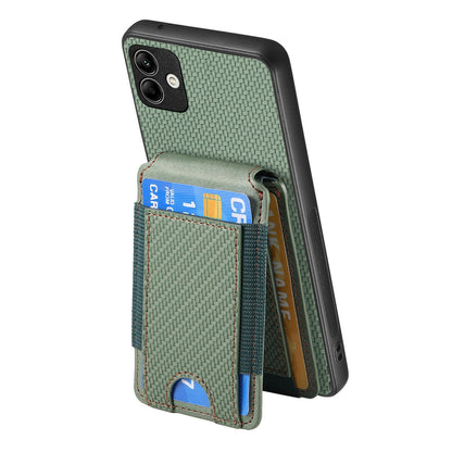 Samsung Galaxy A12 5G Vertical Flip Wallet Stand Phone Case with Carbon Fibre Pattern