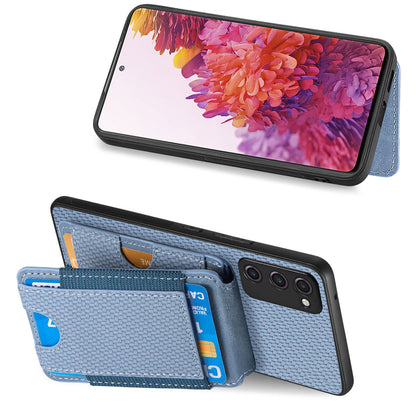 Samsung Galaxy S20 FE Vertical Flip Wallet Stand Phone Case with Carbon Fibre Pattern