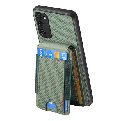 Samsung Galaxy S20 FE Vertical Flip Wallet Stand Phone Case with Carbon Fibre Pattern