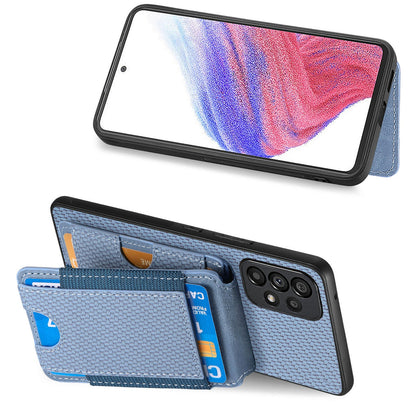 Samsung Galaxy A53 5G Vertical Flip Wallet Stand Phone Case with Carbon Fibre Pattern