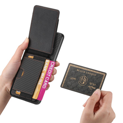 Samsung Galaxy A53 5G Vertical Flip Wallet Stand Phone Case with Carbon Fibre Pattern
