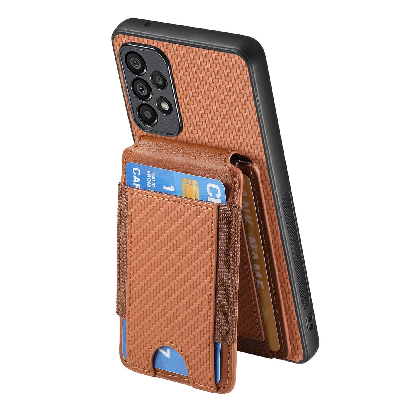Samsung Galaxy A53 5G Vertical Flip Wallet Stand Phone Case with Carbon Fibre Pattern