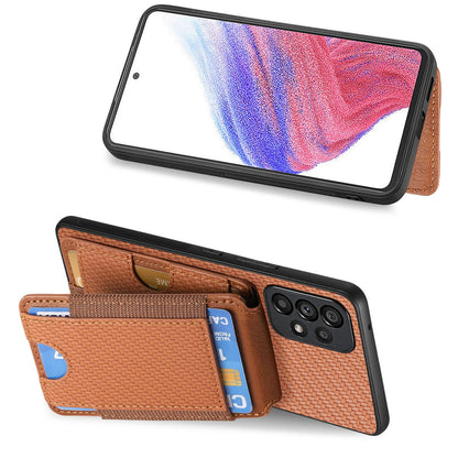 Samsung Galaxy A53 5G Vertical Flip Wallet Stand Phone Case with Carbon Fibre Pattern
