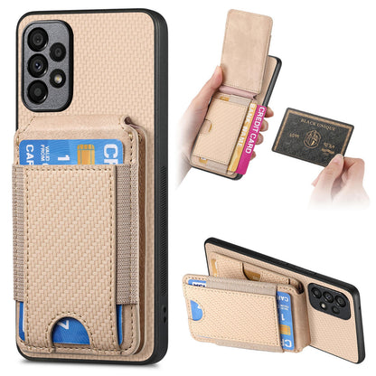 Samsung Galaxy A53 5G Vertical Flip Wallet Stand Phone Case with Carbon Fibre Pattern