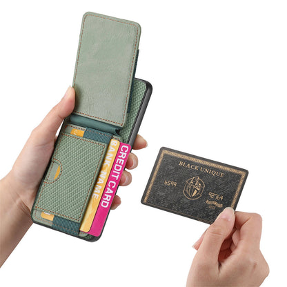 Samsung Galaxy A53 5G Vertical Flip Wallet Stand Phone Case with Carbon Fibre Pattern