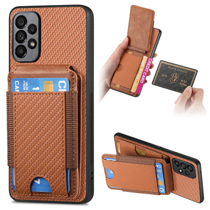 Samsung Galaxy A52 Vertical Flip Wallet Stand Phone Case with Carbon Fibre Pattern