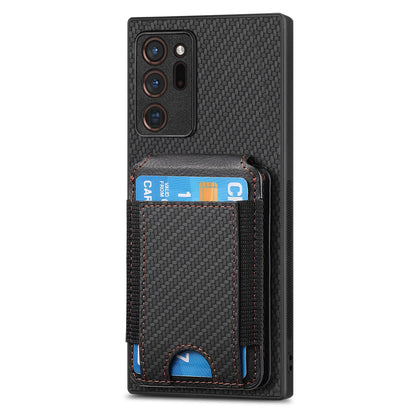 Samsung Galaxy Note20 Ultra Vertical Flip Wallet Stand Phone Case with Carbon Fibre Pattern