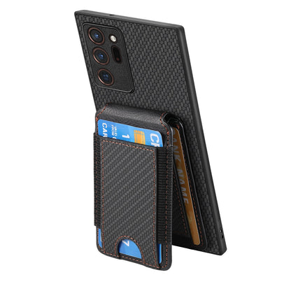 Samsung Galaxy Note20 Ultra Vertical Flip Wallet Stand Phone Case with Carbon Fibre Pattern