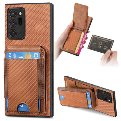 Samsung Galaxy Note20 Ultra Vertical Flip Wallet Stand Phone Case with Carbon Fibre Pattern