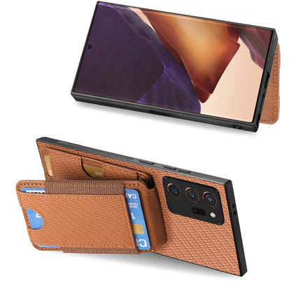 Samsung Galaxy Note20 Ultra Vertical Flip Wallet Stand Phone Case with Carbon Fibre Pattern