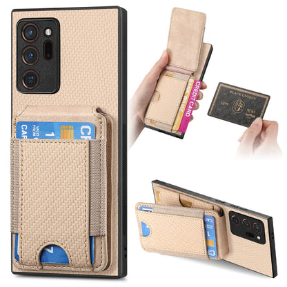 Samsung Galaxy Note20 Ultra Vertical Flip Wallet Stand Phone Case with Carbon Fibre Pattern