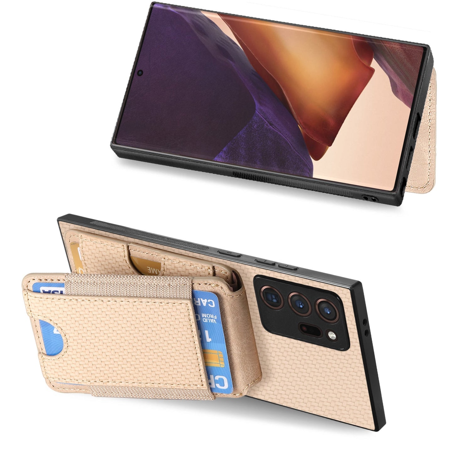 Samsung Galaxy Note20 Ultra Vertical Flip Wallet Stand Phone Case with Carbon Fibre Pattern