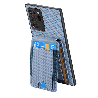 Samsung Galaxy Note20 Vertical Flip Wallet Stand Phone Case with Carbon Fibre Pattern