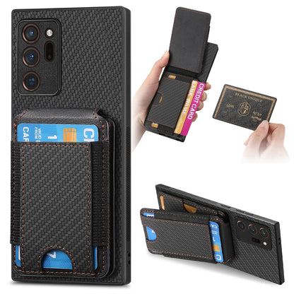 Samsung Galaxy Note20 Vertical Flip Wallet Stand Phone Case with Carbon Fibre Pattern