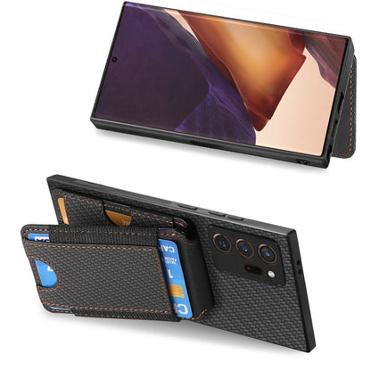 Samsung Galaxy Note20 Vertical Flip Wallet Stand Phone Case with Carbon Fibre Pattern