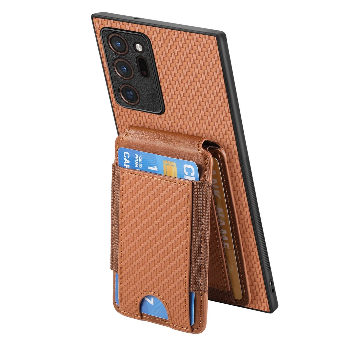 Samsung Galaxy Note20 Vertical Flip Wallet Stand Phone Case with Carbon Fibre Pattern