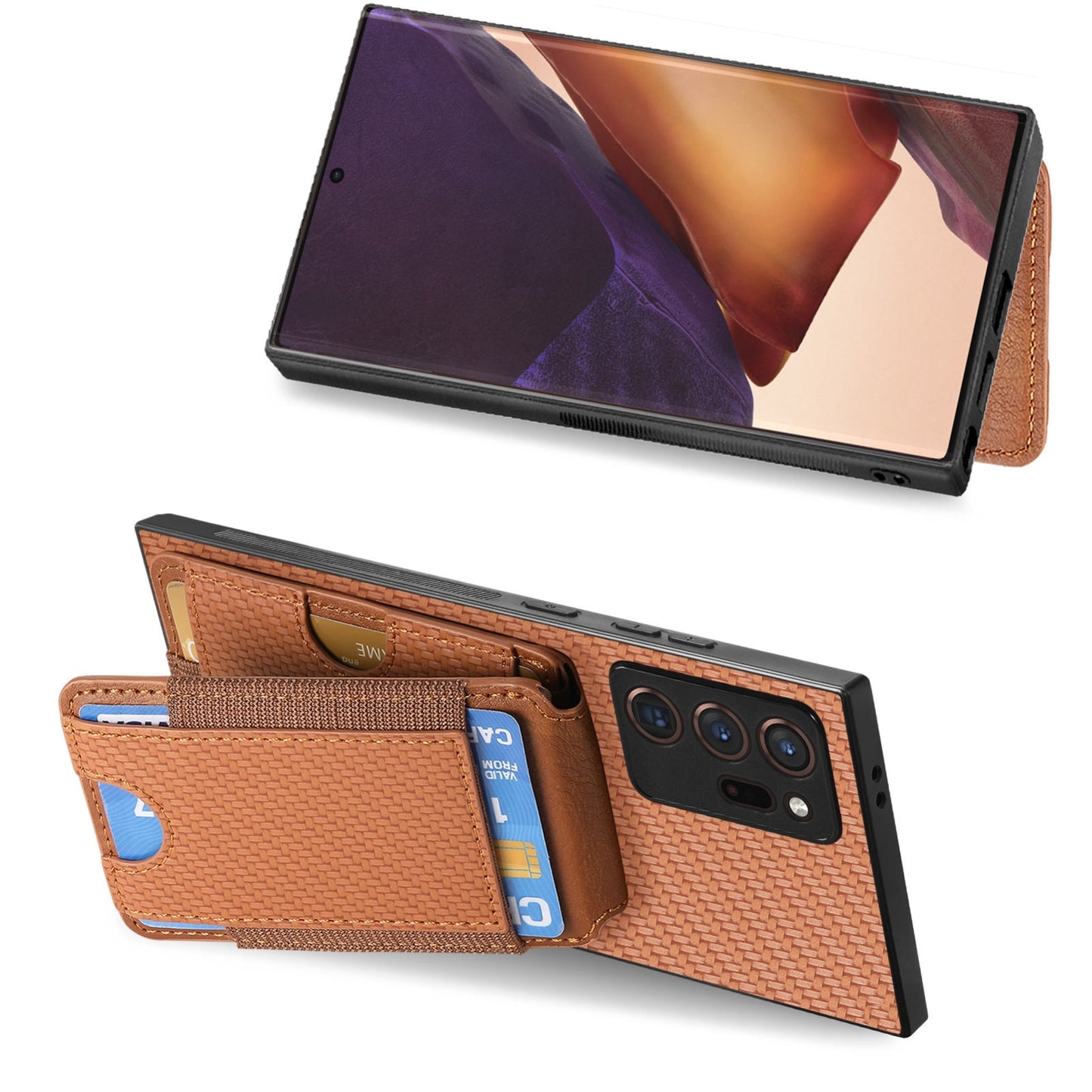 Samsung Galaxy Note20 Vertical Flip Wallet Stand Phone Case with Carbon Fibre Pattern