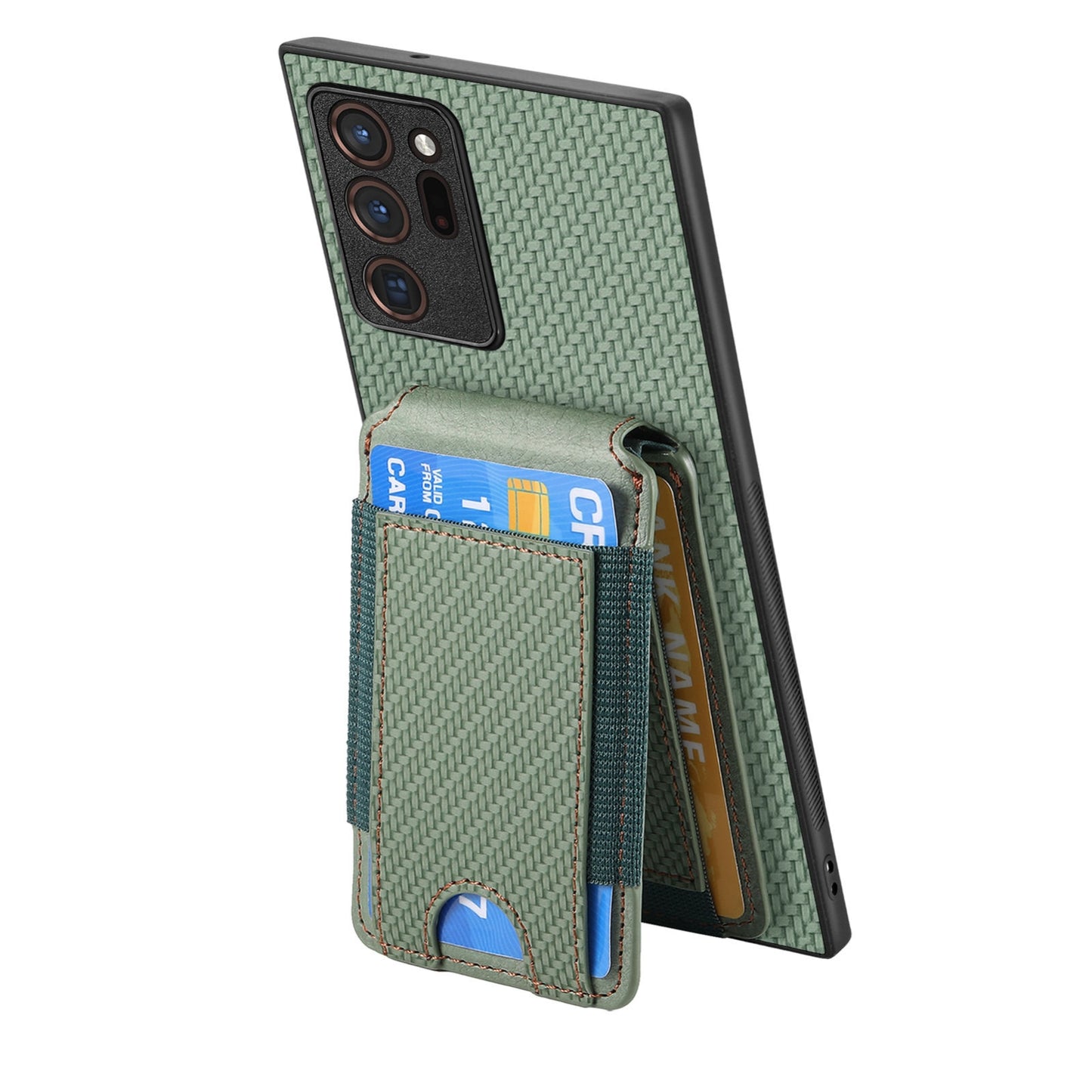 Samsung Galaxy Note20 Vertical Flip Wallet Stand Phone Case with Carbon Fibre Pattern