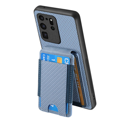 Samsung Galaxy S20 Ultra Vertical Flip Wallet Stand Phone Case with Carbon Fibre Pattern
