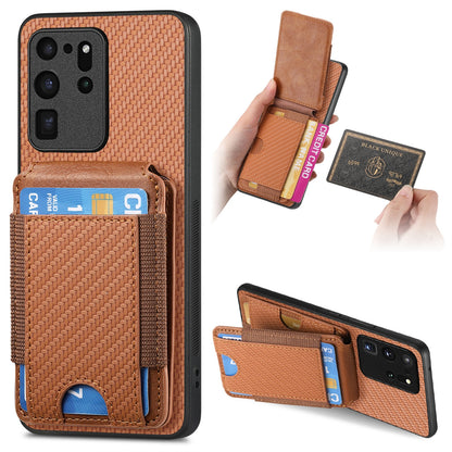 Samsung Galaxy S20 Ultra Vertical Flip Wallet Stand Phone Case with Carbon Fibre Pattern