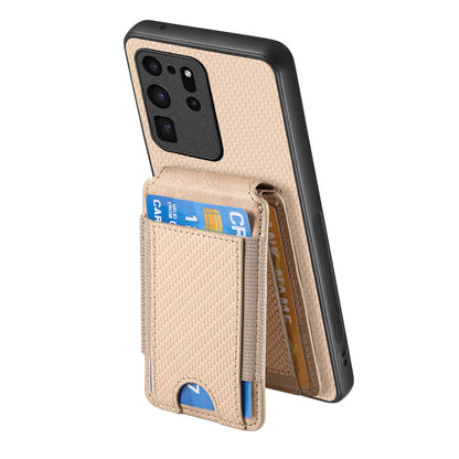 Samsung Galaxy S20 Ultra Vertical Flip Wallet Stand Phone Case with Carbon Fibre Pattern