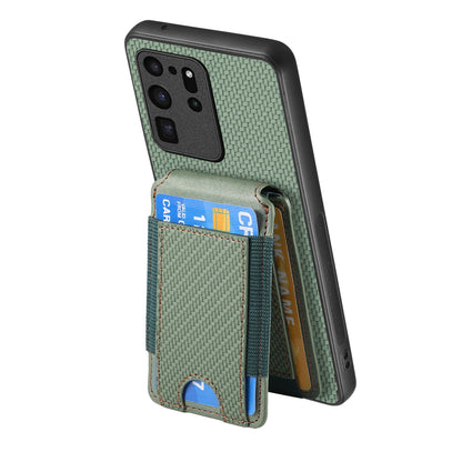 Samsung Galaxy S20 Ultra Vertical Flip Wallet Stand Phone Case with Carbon Fibre Pattern