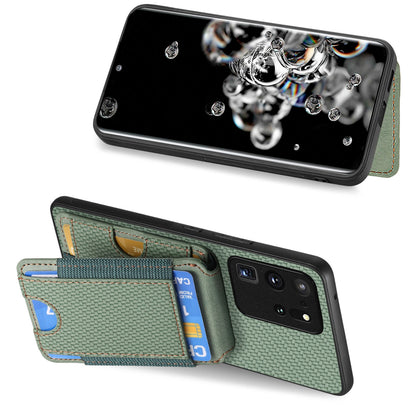 Samsung Galaxy S20 Ultra Vertical Flip Wallet Stand Phone Case with Carbon Fibre Pattern